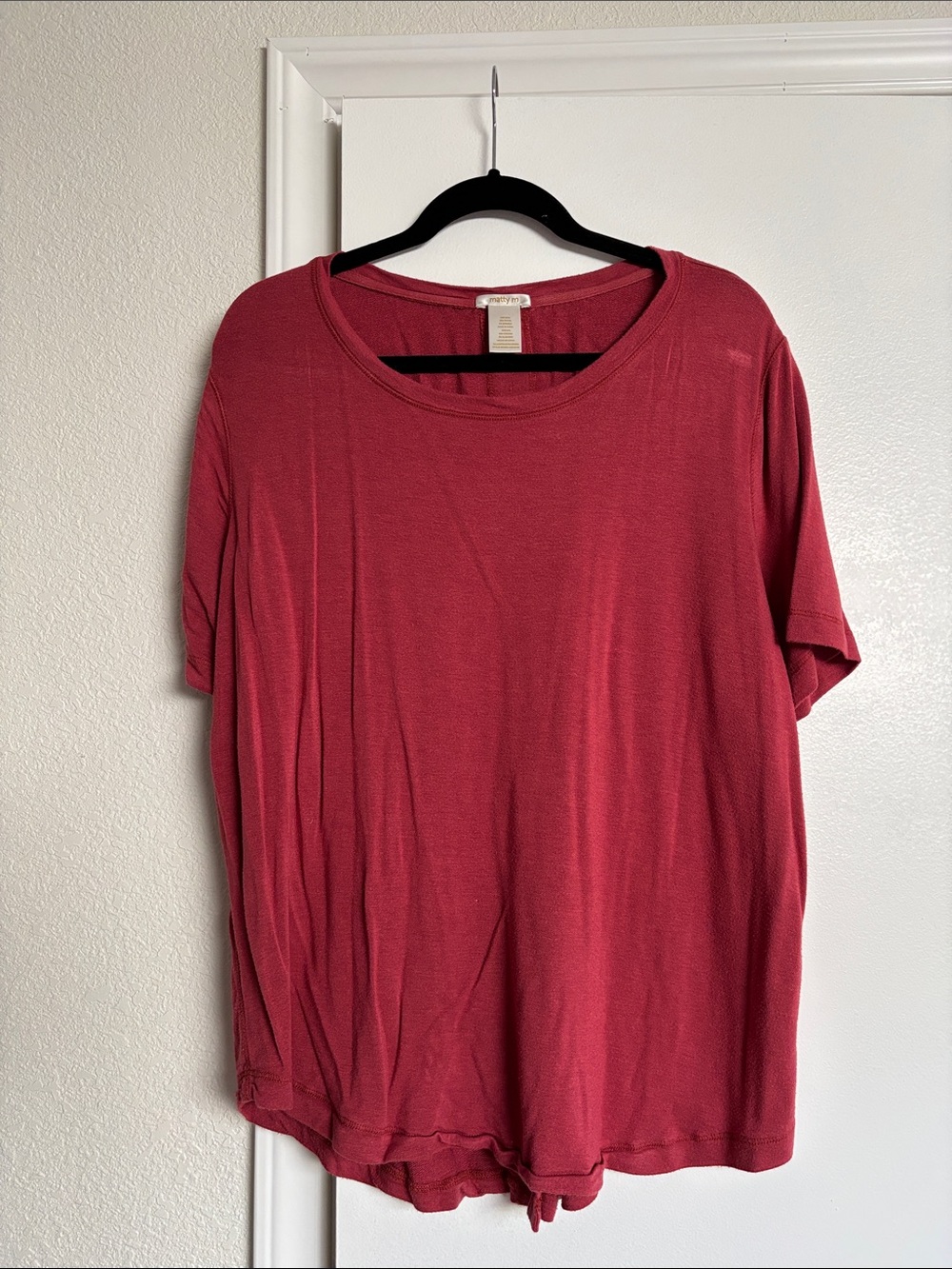 Matty M Women's Short Sleeve Tee in Deep Red